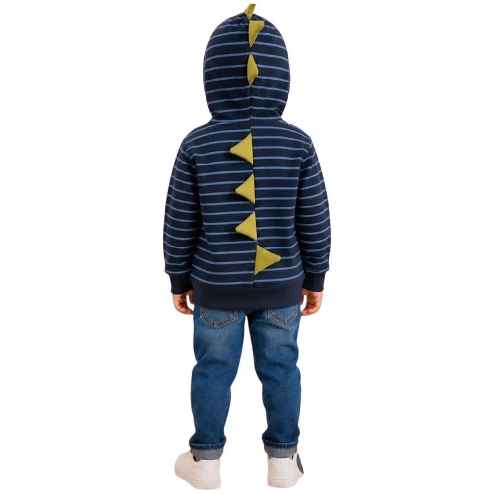 Tommy Bahama Dinosaur Hoodie Sweatshirt Striped Navy Spikes Dino Boys Infant 24M